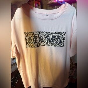 Pink 'MAMA' Leopard Graphic Short Sleeve Tee